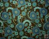 Dark Teal, Brown and Cream Flowers on Brown Background Dark Teal, Brown and Cream Flowers on Brown Background