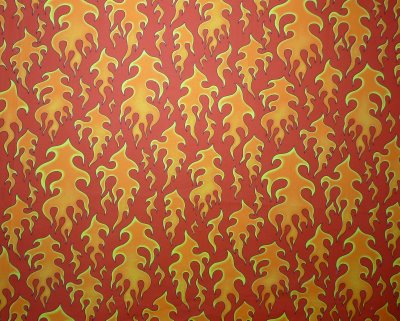 Yellow Orange Flames on Red